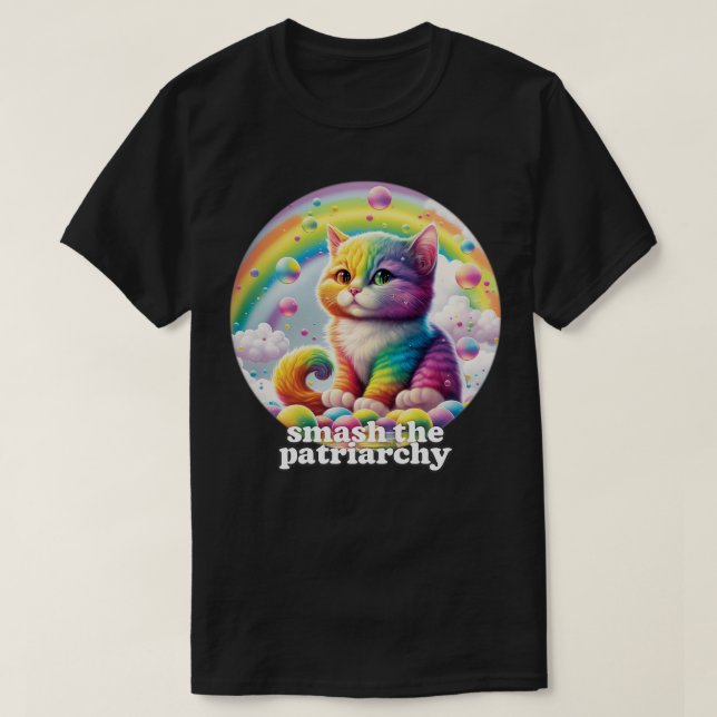 T-shirt Smash Patriarchy Cute Kitten Design (Design devant)