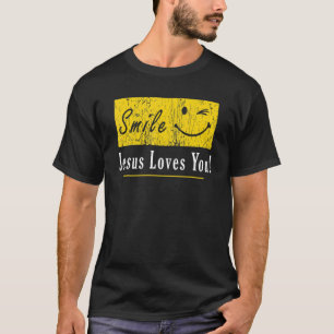 T-shirt Smile Jesus Loves Or Love You Vintage Christian