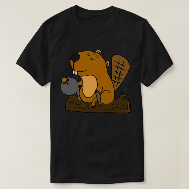 T-shirt Smilesanim Funny Beaver Bowling T (Design devant)