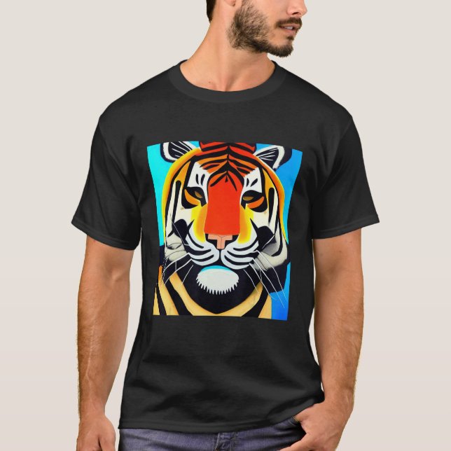 T-shirt Smileteesanim  Cool Tiger Cubism Art (Devant)