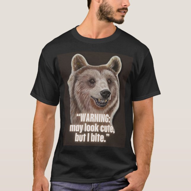 T-shirt Smiling Bear - Black edition (Look cute) (Devant)
