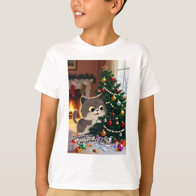 T-shirt Smirking Kitten Christmas Chaos 1 (Devant)