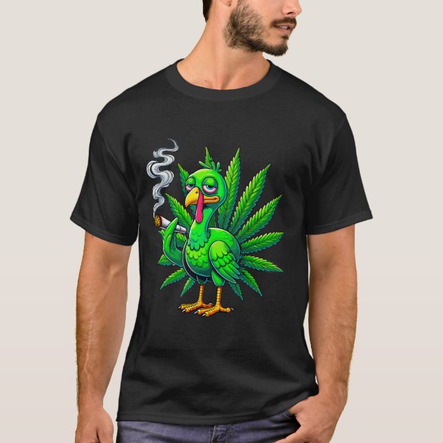 T-shirt Smoke Joint Turkey Funny Thanksgiving Tee 1  (Devant)