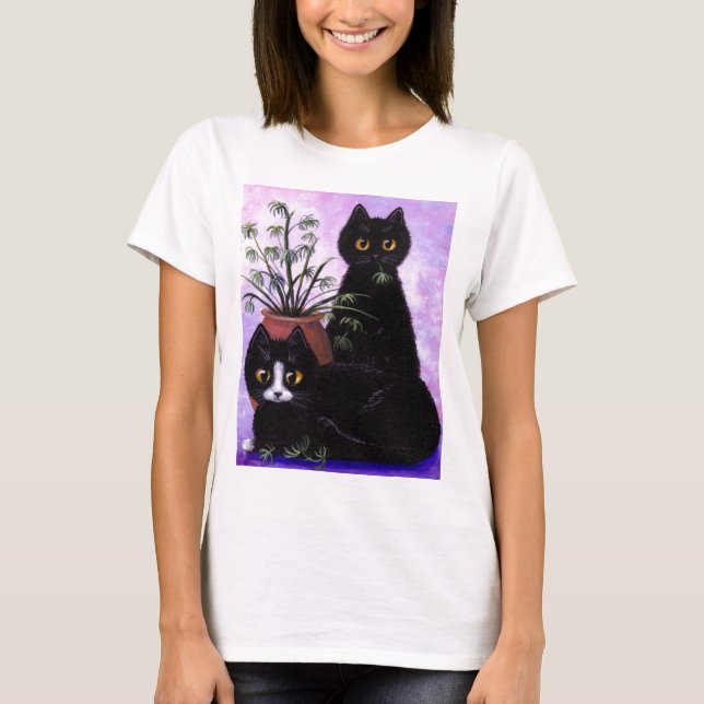 T-shirt Smoking drôle Creationarts de noir d'art de chat (Devant)