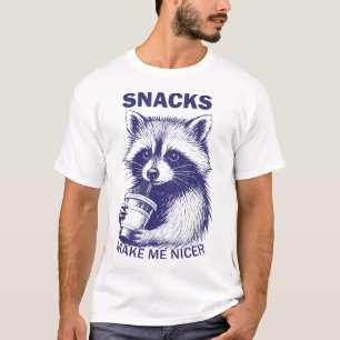 T-shirt Snacks Me Nicer Raccoon Animal Sarcastique