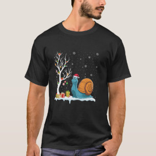 T-shirt Snail Santa Hat Festif Arbre Lumière Pajam de Noël