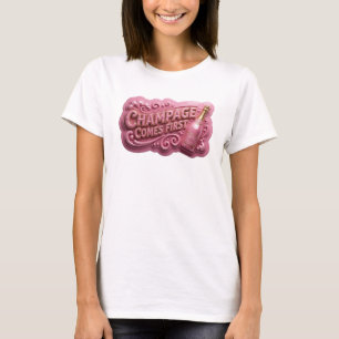 T-shirt Snappy Gold CHAMPAGE D'ABORD Texte Art 3D