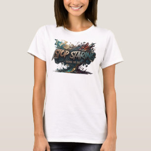 T-shirt Snappy sarcelle STOP REGARDER BOIRE OU MOURIR