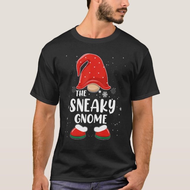 T-shirt Sneaky Gnome Buffalo Plaid Matching Family Christy (Devant)