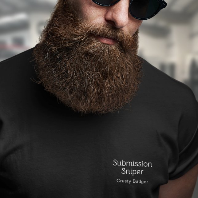 T-shirt Sniper de soumission personnalisé BJJ Jiu Jitsu No (Submission Sniper Black T-shirt worn in the gym.)