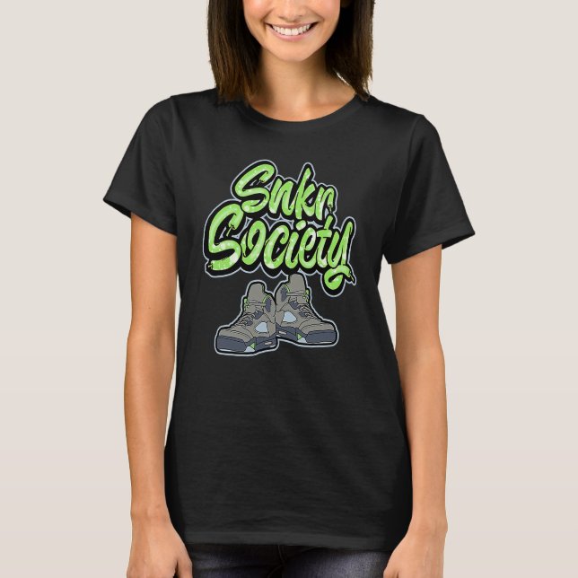 T-shirt Snkr Society Retro Green Bean 5s Unisex Matching (Devant)
