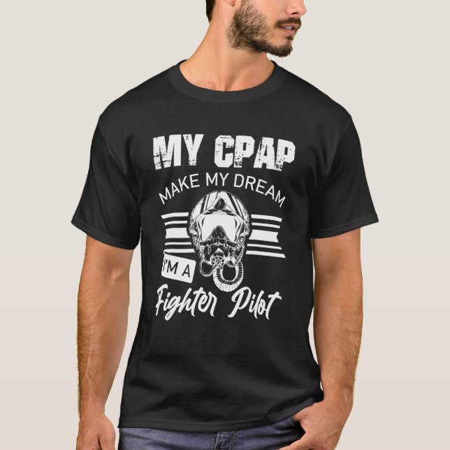 T-shirt Snording Cpap En Tant Que Pilote De Combat Masque  (Devant)