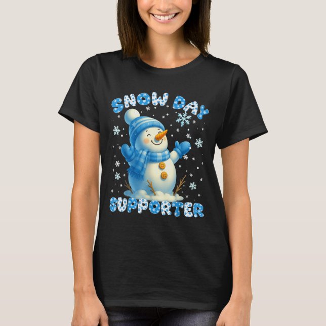 T-shirt Snow Day Suprter Cute Snowman Snowflake Christmas  (Devant)