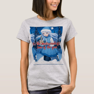 T-shirt Snow Maiden Anime Girl Christmas Snow Globe T-Shir