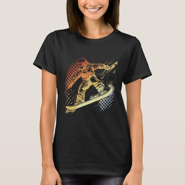 T-shirt Snowboarder Graphisme Retro Style Alpine Snowboard (Devant)