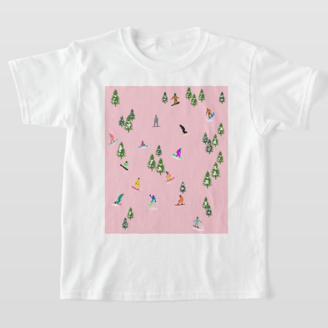 T-shirt Snowboarders rose Illustration du snowboard (Poser)
