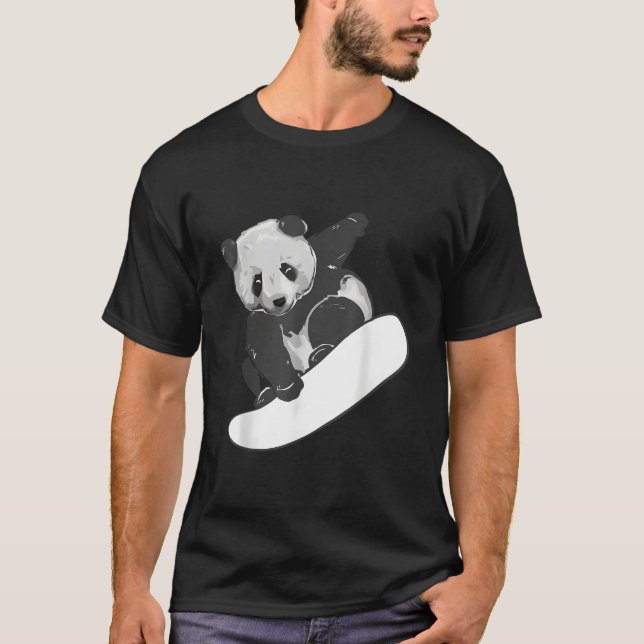 T-shirt Snowboarding Snowboarding Panda (Devant)