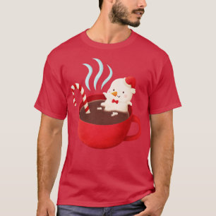 T-shirt Snowman à la fonte mignonne au chocolat chaud