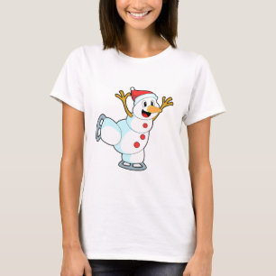 T-shirt Snowman au patinage sur glace avec patins sur glac