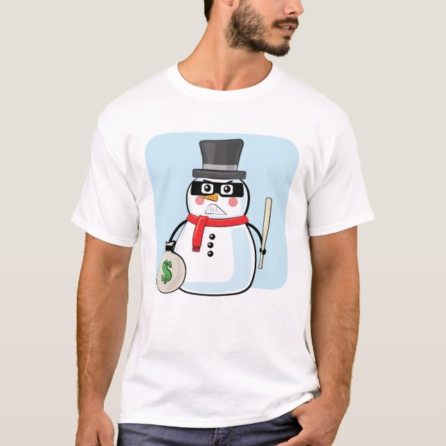 T-shirt Snowman Bandit - Illustration drôle (Devant)