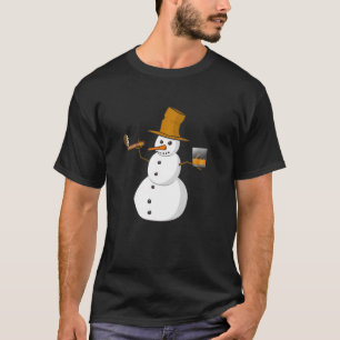 T-shirt Snowman Boire Du Whiskey Et Fumer Un Cigar