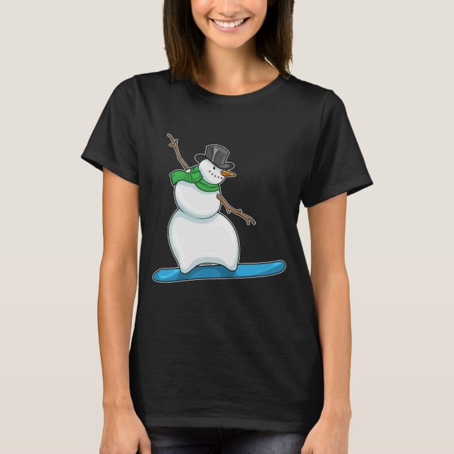 T-shirt Snowman Christmas Snowboard (Devant)