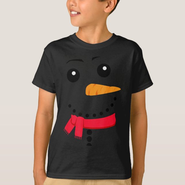 T-shirt Snowman, Christmas Snowman Face  (Devant)