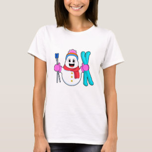 T-shirt Snowman comme skieur avec ski