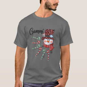 T-shirt Snowman Gammi Sucre de canne Red Plaid Cadeaux de