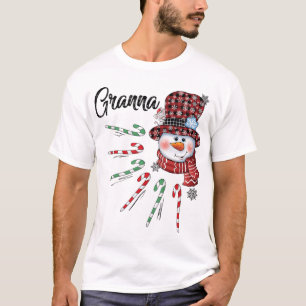 T-shirt Snowman Granna Sucre de canne Rouge Plaid Noël