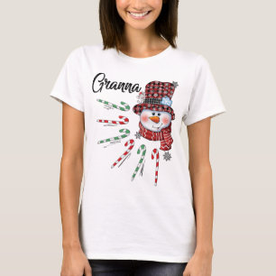 T-shirt Snowman Granna Sucre de canne Rouge Plaid Noël