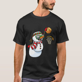T-shirt Snowman Jouer Basketball Jeu Noël Noël Noël Enfant