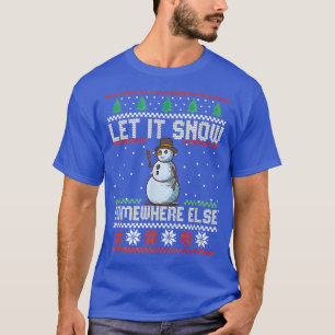 T-shirt Snowman Laisse Neiger Quelque Part Autre Joyeux No