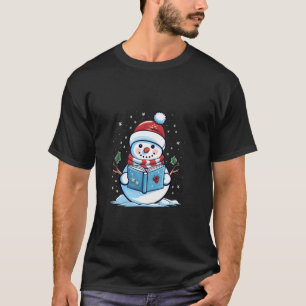 T-shirt Snowman Lecture Livre Noël Long Manche T Chemise