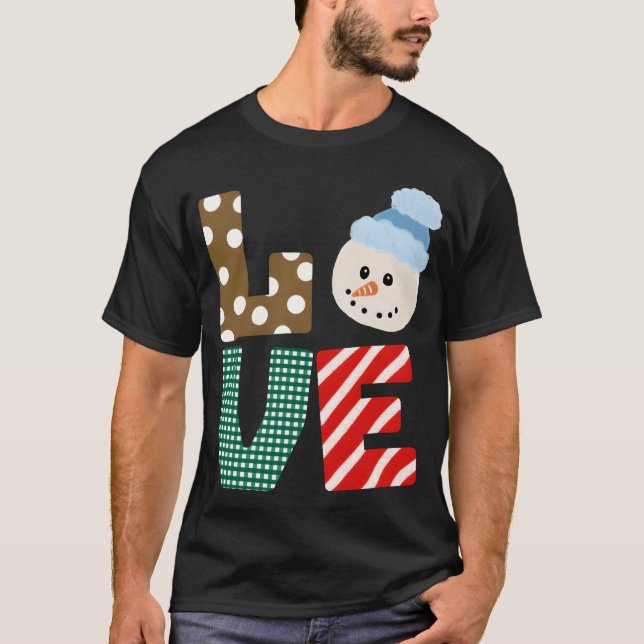 T-shirt Snowman Love vintage (Devant)