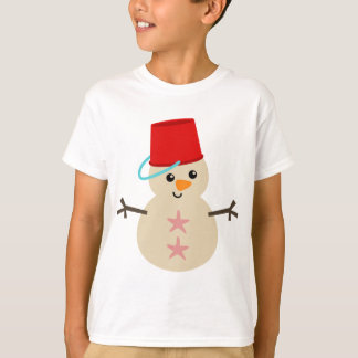 T-shirt Snowman mignon fait de sable avec seau pour Casque