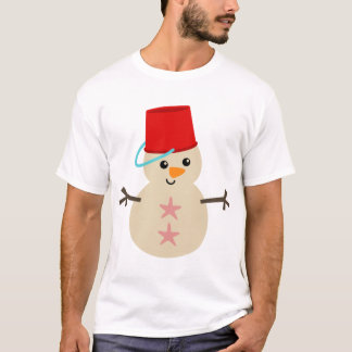 T-shirt Snowman mignon fait de sable avec seau pour Casque