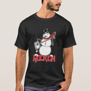 T-shirt Snowman Shovel Neige Rocher Drôle Sur Air Guitare