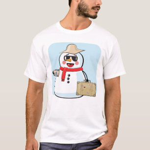 T-shirt Snowman Tourist - Illustration amusante