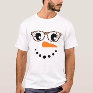 T-shirt Snowman Visage Carotte Nez Eyelashes Luminaires lé