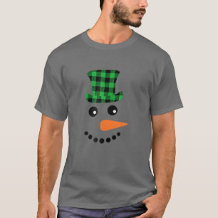 T-shirt Snowman Visage Carotte Nez Noël hiver Plaid Sa
