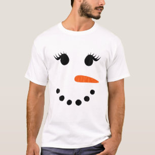 T-shirt Snowman Visage Pour Femmes Eyelashes Vêtements Noë
