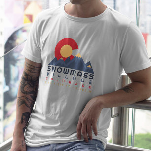 T-shirt Snowmass Colorado Drapeau Retro Sunset Ski Souveni