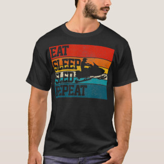 T-shirt Snowmobile Eat Sleep Sled Repeat Funny Vintage Gif