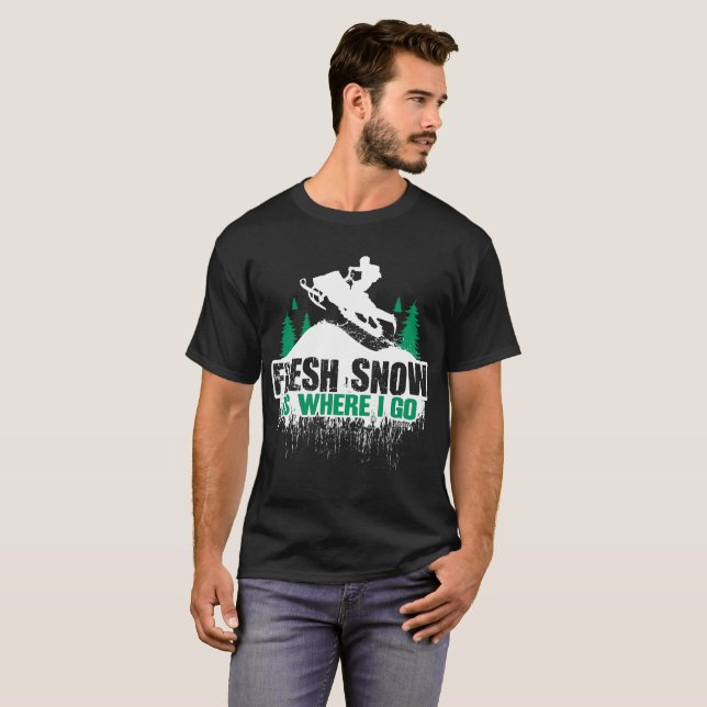 T-shirt Snowmobile frais de neige (Devant entier)