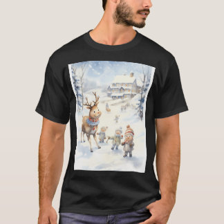 T-shirt Snowy Reindeer Frolic