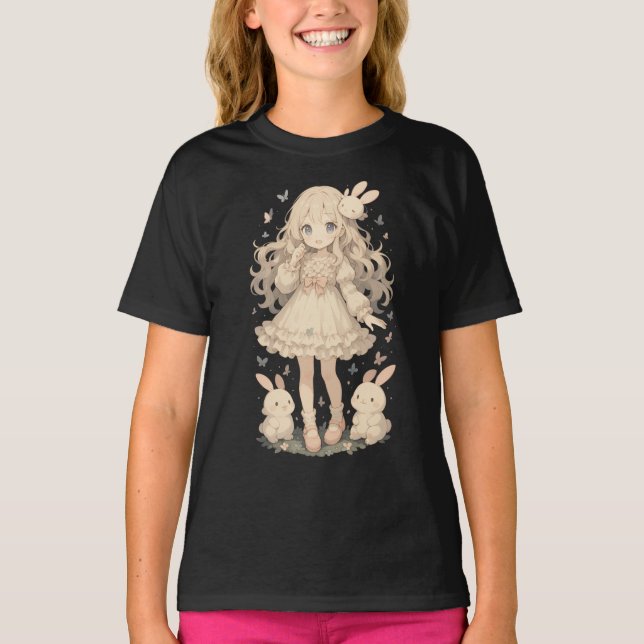 T-shirt Snuggle Pup Kawaii Bunny girl (Devant)