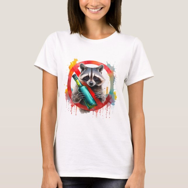 T-shirt Sobre, Raccoon, Sans alcool, non alcoolisé (Devant)