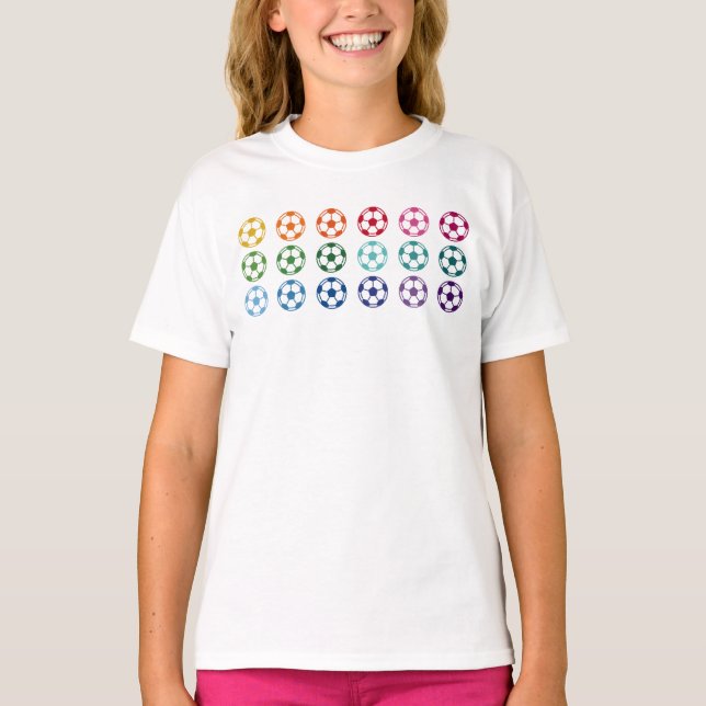 T-shirt Soccer Balls Colorful Fun Array (Devant)