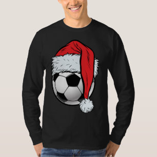 T-shirt Soccer Christmas Ball Santa Hat Funny Sport Noël